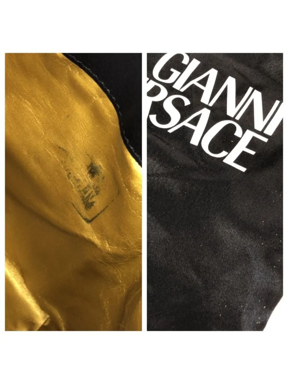 Versace Vintage Baroque Pattern Yellow Black Gold Leather Backpack
